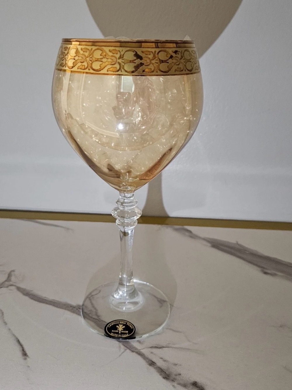 Cristalleria Fumo Italy 24K Gold Trim Vintage Goblet Set 3 Piece Glass Elegant - Picture 4 of 5